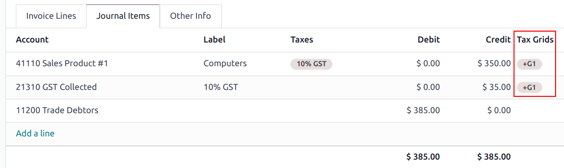 GST 税务网格示例