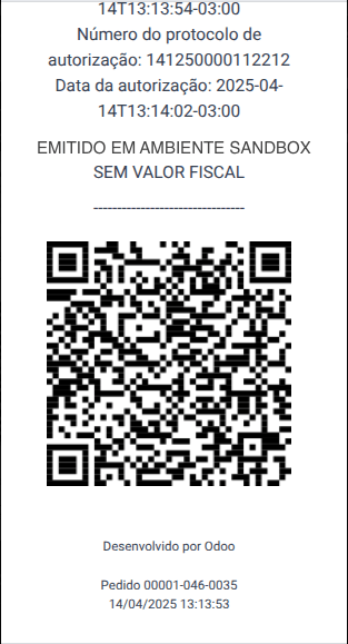 Printed NFC-e ticket example.