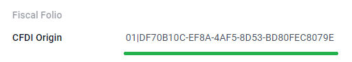 CFDI Origin 编号示例。
