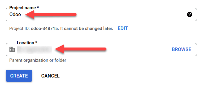 Google OAuth 的项目名称和位置。