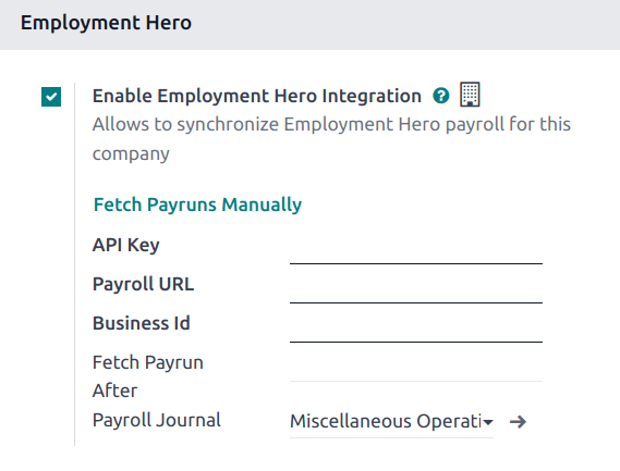 启用 Employment Hero 整合。