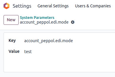 Peppol 测试模式参数