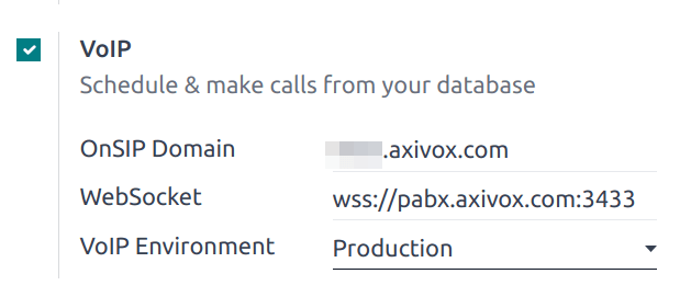 将 Axivox 作为 VoIP 提供商整合到 Odoo 数据库中。